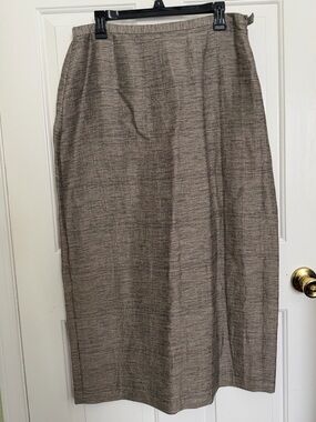 NWT Eileen Fisher Textured Midi Stone Linen Cotton Skirt Size Large